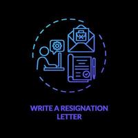 escreva um ícone de conceito de carta de demissão vetor