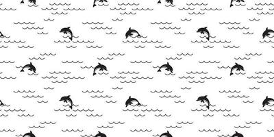 golfinho desatado padronizar vetor Tubarão oceano onda peixe barbatana ilustração baleia barbatana cachecol isolado telha fundo repetir papel de parede
