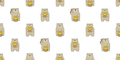 Urso desatado padronizar vetor polar Urso querida abelha desenho animado ilustração telha fundo repetir papel de parede cachecol isolado