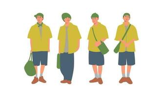 conjunto do homens dentro calção e uma verde camisa. vetor ilustração dentro plano estilo