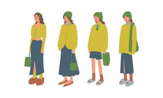 conjunto do mulheres dentro inverno roupas. vetor ilustração dentro plano estilo.