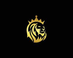 real leão rei logotipo ícone Projeto com coroa símbolo elegante ouro leo animal vetor modelo.