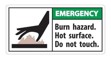 perigo de queimadura de emergência superfície quente não toque o símbolo do sinal isolado no fundo branco vetor