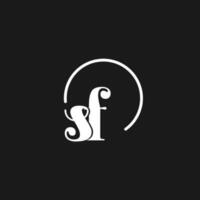 sf logotipo iniciais monograma com circular linhas, minimalista e limpar \ limpo logotipo projeto, simples mas elegante estilo vetor