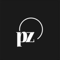 pz logotipo iniciais monograma com circular linhas, minimalista e limpar \ limpo logotipo projeto, simples mas elegante estilo vetor