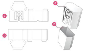 caixa hexagonal com estêncil de mandala no modelo de capa recortada vetor