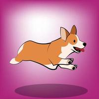 ilustração em vetor bonito dos desenhos animados de um cachorro corgi que está correndo