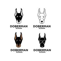 conjunto coleção doberman cabeça de cachorro vetor logotipo ícone ilustração design