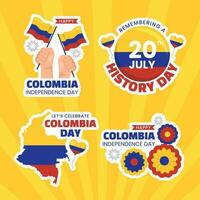 Colômbia independência dia rótulo plano desenho animado mão desenhado modelos fundo ilustração vetor