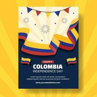 Colômbia independência dia vertical poster plano desenho animado mão desenhado modelos fundo ilustração vetor