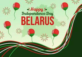 bielorrússia independência dia vetor ilustração em 3 Julho com acenando bandeira dentro nacional feriado plano desenho animado mão desenhado aterrissagem página fundo modelos