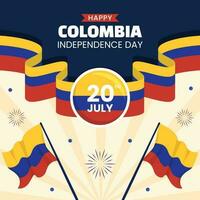 Colômbia independência dia social meios de comunicação fundo ilustração plano desenho animado mão desenhado modelos vetor