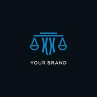 xx monograma inicial logotipo com balanças do justiça ícone Projeto inspiração vetor