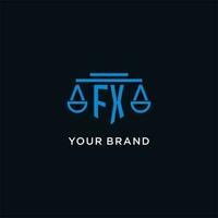 fx monograma inicial logotipo com balanças do justiça ícone Projeto inspiração vetor