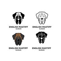 conjunto coleção mastim inglês cabeça de cachorro vetor logotipo ícone ilustração design