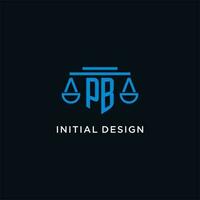 pb monograma inicial logotipo com balanças do justiça ícone Projeto inspiração vetor