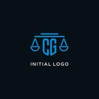 CG monograma inicial logotipo com balanças do justiça ícone Projeto inspiração vetor