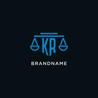 kr monograma inicial logotipo com balanças do justiça ícone Projeto inspiração vetor