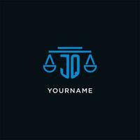 jq monograma inicial logotipo com balanças do justiça ícone Projeto inspiração vetor