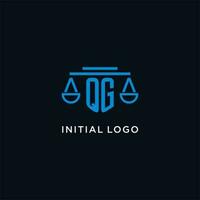 qg monograma inicial logotipo com balanças do justiça ícone Projeto inspiração vetor