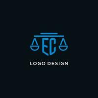 ec monograma inicial logotipo com balanças do justiça ícone Projeto inspiração vetor