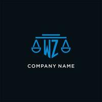 wz monograma inicial logotipo com balanças do justiça ícone Projeto inspiração vetor