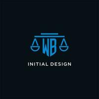 wb monograma inicial logotipo com balanças do justiça ícone Projeto inspiração vetor