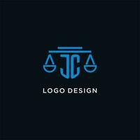 jc monograma inicial logotipo com balanças do justiça ícone Projeto inspiração vetor