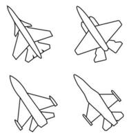 lutador jato ícone vetor definir. ar força ilustração placa coleção. aviação símbolo.