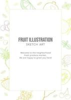 fruta ilustração esboço arte brilhante poster quadro, Armação vetor