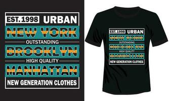 Novo Iorque cidade Brooklyn e Manhattan tipografia t camisa Projeto vetor