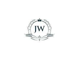 monograma jw feminino companhia logotipo projeto, luxo jw wj real coroa logotipo ícone vetor