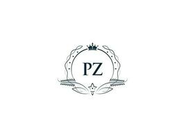 minimalista pz logotipo ícone, criativo pz zp luxo coroa carta logotipo Projeto vetor