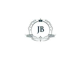 monograma jb feminino companhia logotipo projeto, luxo jb bj real coroa logotipo ícone vetor