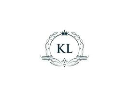 alfabeto coroa kl feminino logotipo elementos, inicial luxo kl lk carta logotipo modelo vetor