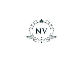 minimalista nv feminino logotipo inicial, luxo coroa nv vn o negócio logotipo Projeto vetor
