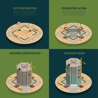 ilustração vetorial isométrica de construção de arranha-céu vetor