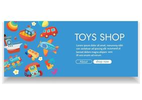 desenho de banner de loja de brinquedos para compras online vetor