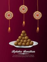 ilustração em vetor realista de feliz raksha bandhan flyer com doce