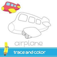 vestígio e cor desenho animado avião vetor