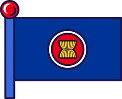 esboço bandeira asean mastro de bandeira bandeira bandeira vetor