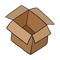 ilustração em vetor desenho animado de caixa de pacote vazia aberta