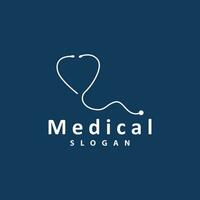 saúde logotipo, médico estetoscópio vetor, saúde Cuidado linha projeto, ícone silhueta ilustração vetor