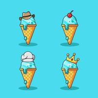 conjunto de ilustração vetorial de desenho animado de sorvete vetor