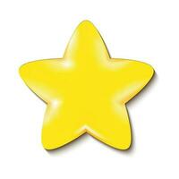 fofa 3d Estrela forma brilhando desenho animado dourado amarelo cor com sombra vetor