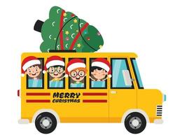 design de cartão de Natal com personagens de desenhos animados vetor