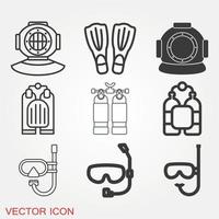 conjunto de ícones de mergulho vetor