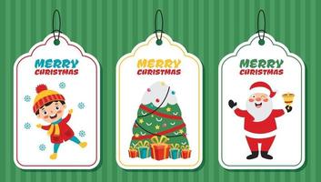 design de cartão de Natal com personagens de desenhos animados vetor