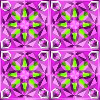 este é um padrão de caleidoscópio de cristal poligonal verde e roxo na forma de uma flor vetor