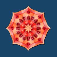 esta é uma mandala geométrica poligonal vermelha com um padrão floral vetor
